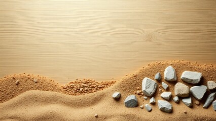 A pile of smooth, white rocks on a sandy beach.