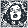© Jumpingsack - A dramatic vector illustration of a woman with a shocked expression, depicted in an engraving style.