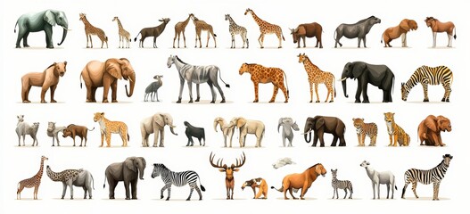 Sticker - Modern illustration with isolated african animals.