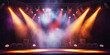 © Chainat - Concert stage with intense spotlights, flares and smoke effects. Lively rock concert atmosphere and vivid clarity. This image was generated by AI