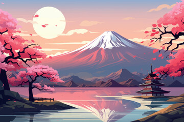 Poster - Serene Japanese landscape illustration