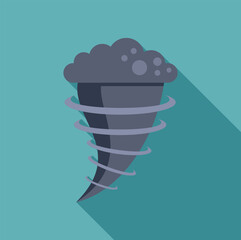 Poster - Dark tornado spinning with clouds on top creating strong wind flat design icon