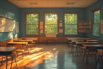 An empty classroom. Generative AI