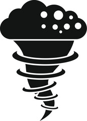 Sticker - Black silhouette icon of a powerful tornado rotating with clouds forming a funnel shape