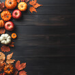 © carolina - Autumn bottom border banner of pumpkins, gourds and fall decor on a rustic wood background with copy space/banner/design/wallpaper