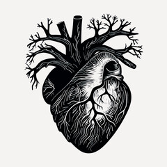 Poster - Intricate anatomical heart illustration