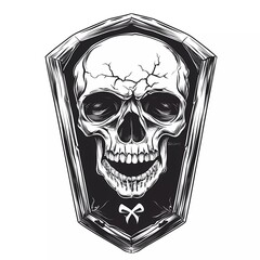 Wall Mural - Coffin skull with death sign. vector illustration 