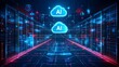 © Andrei - AI Cloud Computing, Artificial Intelligence Technology. Futuristic Server Room. 3D Illustration.