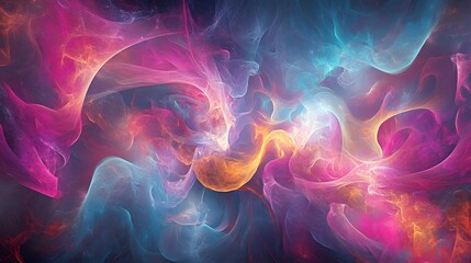 Wall Mural - Abstract Swirling Smoke in Pink  Blue and Orange