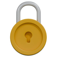 round padlock lock 3d render illustration