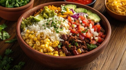 Wall Mural - Burrito bowl, a deconstructed burrito served in a bowl.