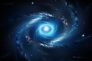 Wall Mural - a swirling galaxy in deep space illuminated by a bright core and scattered stars