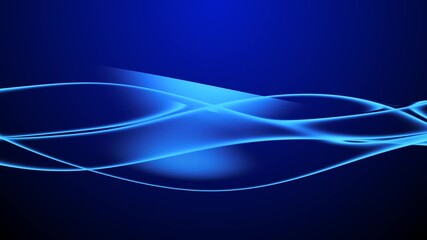 Wall Mural - Smooth animations of blue glowing waves on a dark background. Abstract colorful wavy background in dark blue color. Modern colorful wallpaper. Seamless loop animation. 3d rendering.