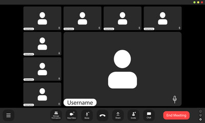 Wall Mural - virtual meeting grid layout featuring multiple participants' user icons on a digital platform during
