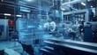 © jiraphat - A 3D model of a machine is displayed on a table. Concept of innovation and technological advancement, as the machine is shown in a futuristic setting. The use of blue