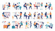© RABBI - Teamwork web concept with people scenes mega set in flat design. Bundle of character situations with brainstorming for developing business,