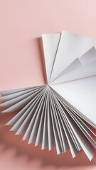 Wall Mural - Top view of blank and empty sheets of paper on pink background with copy space