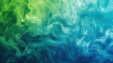 Poster - Vibrant gradient from green to blue with swirling smoky white accents on bold wallpaper