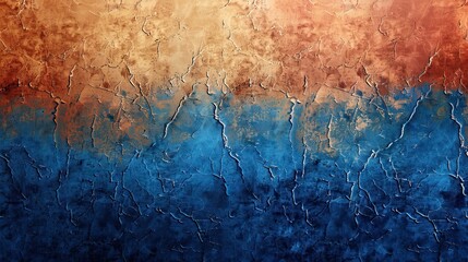 Wall Mural - Cobalt blue and terracotta wallpaper featuring a textured aged parchment look