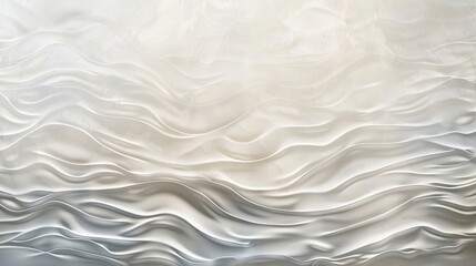 Poster - Cool silver and ivory wallpaper smooth vellum-like texture with elegant ripples