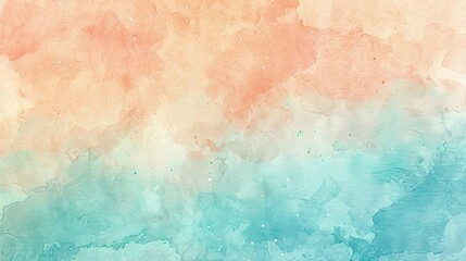 Canvas Print - Apricot and baby blue wallpaper smooth watercolor texture with pastel gradient