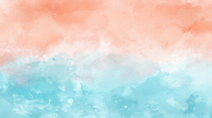 Canvas Print - Whimsical apricot and blue wallpaper featuring a pastel gradient and smooth texture