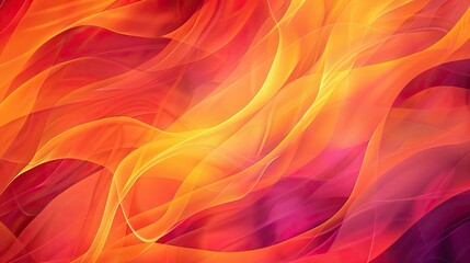 Wall Mural - Fiery abstract shapes flow dynamically in a retro gradient backdrop of reds and golds