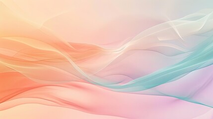 Sticker - Gentle curves of aquamarine and peach blend into soft radiant light in retro backdrop