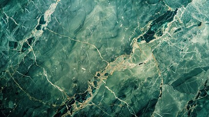 Canvas Print - Polished green marble background with bold white veins and luxurious patterns