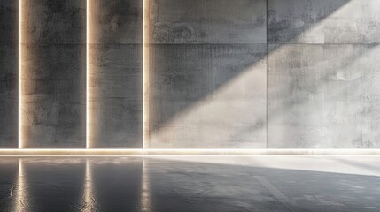 Wall Mural - Sleek concrete wall backdrop with smooth finish and bright even lighting