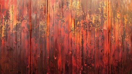 Wall Mural - Weathered metal sheet wall backdrop with rust patterns and warm light