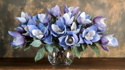 Sticker - A vase filled with purple and white flowers