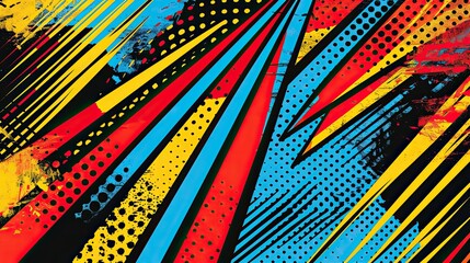 Dynamic wallpaper with bold chevrons swirling lines and halftone comic textures