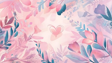 Poster - Pastel floral abstract background in soft style for wedding or valentine's day card.