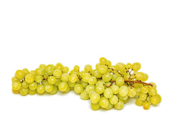 Wall Mural - Juicy bunch of green grapes on white background. Isolated. Copy space. Vitamin diet for weight loss.