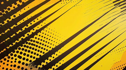 Wall Mural - Wallpaper with comic-inspired speed lines yellow hues and bold geometric shapes