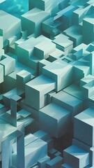 Wall Mural - Abstract image of cubes background in blue toned