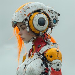 Robot girl with rainbow hair