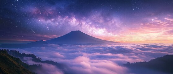 Wall Mural - Mountain Peak Underneath a Milky Way Filled Night Sky