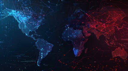 a computer generated image of the world with red and blue colors
