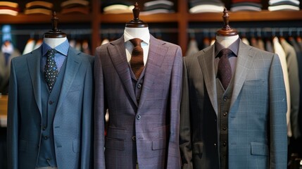 Wall Mural - Elegant Men's Suits on Display in Fashion Store