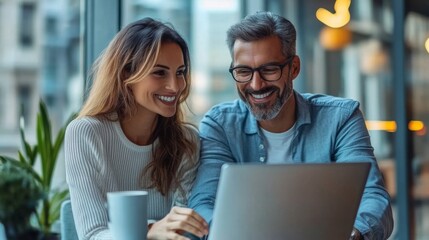 Smiling Team Collaboration on Laptop