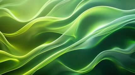Canvas Print - abstract green and yellow swirling waves