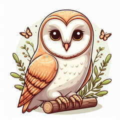 Cute Barn Owl Vector Cartoon illustration