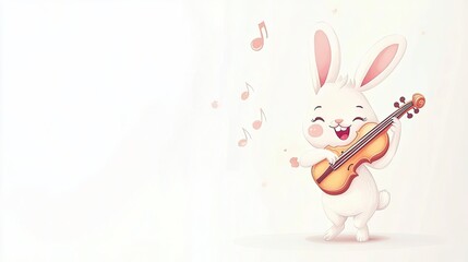 Wall Mural - Cheerful anthropomorphic rabbit cartoonized in vibrant colors, adorable and cute illustration - image ID 1167