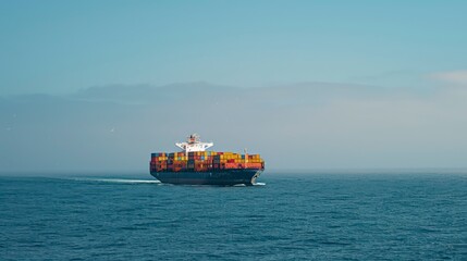 large cargo ship carrying containers for import and export logistics