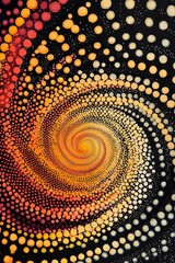 Wall Mural - A dotted pattern forming an abstract spiral, with colors shifting from warm tones to cool tones