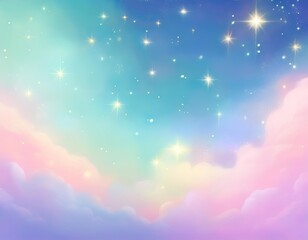 Wall Mural - Dream background in pastel colors with beautiful clouds and sparkling stars