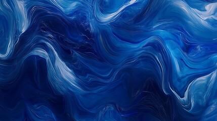 Poster - Abstract Blue Swirls Painting