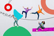© deagreez - Collage sketch picture of cheerful happy glad people enjoting friday good mood isolated on painted background